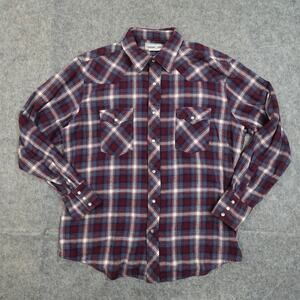 Wrangler Shirt Mens Extra Large Flannel Pearl‎ Snap Western Plaid Cowboy Rodeo